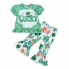 FYBITBO Toddler Baby Girl St Patricks Day Clover T Shirt Bell Bottoms 18-24M