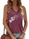 YIUIERE Womens Floral Graphic Tank Top V Neck Sleeveless Purple1 Size S