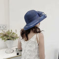 Women Organza Derby Sun Hat Kentucky Fascinator Flower Bridal Straw Navy