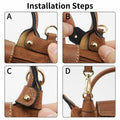 DEVPSISR Leather Adjustable Purse Strap for Longchamp Handbag Black Silver