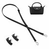 DEVPSISR Leather Adjustable Purse Strap for Longchamp Handbag Black Silver