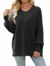 Women’s 2024 Fall Oversized Ripped Knit Sweater White Pullover Top Size M