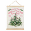 North Pole Village Christmas Wall Decor Pink Bows 12x16 Inch Farmhouse Art