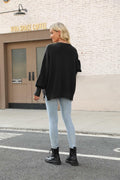 Women’s 2024 Fall Oversized Ripped Knit Sweater White Pullover Top Size M