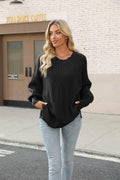 Women’s 2024 Fall Oversized Ripped Knit Sweater White Pullover Top Size M
