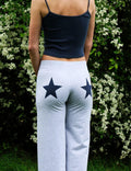 HeSaYep Women's Wide Leg Baggy Sweatpants Embroidered Stars Grey Size S