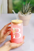 NewEleven Personalized Monogrammed Coffee Glass 16oz Letter D Women