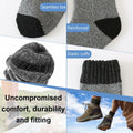 ATTIQOZI Men's Merino Wool Thermal Crew Socks Gray Khaki Blue 6 Pairs Size 8-13