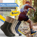 ATTIQOZI Men's Merino Wool Thermal Crew Socks Gray Khaki Blue 6 Pairs Size 8-13