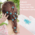 CUBACO 30pcs Mini Rhinestone Hair Clips Crystal Bridal Flower Clips