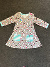 Adorable Girls Toddler Long Sleeve Cotton Dress Cartoon Bird 6T