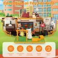 Kids Dollhouse Playset Portable School Bus with 46 Accessories Multicolor