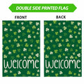 ZAEW St. Patrick's Day Shamrocks Burlap House Flag 28x40 Inch Green Double Sided