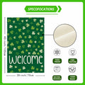 ZAEW St. Patrick's Day Shamrocks Burlap House Flag 28x40 Inch Green Double Sided