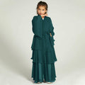 Muslim Girl Abaya Kaftan Dress Dark Green 7-8Y Long Sleeve Eid Ramadan Wear