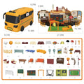 Kids Dollhouse Playset Portable School Bus with 46 Accessories Multicolor