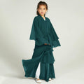 Muslim Girl Abaya Kaftan Dress Dark Green 7-8Y Long Sleeve Eid Ramadan Wear