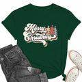 Merry Christmas Family Tee Shirt Women Vintage Xmas Top Green Size L