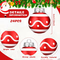 Chuangdi Christmas Ball Ornaments Striped Polka Dots 2.36'' 24 Pcs