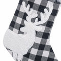 USILAND Christmas Stocking 20in Buffalo Check Pom Pom Faux Fur Black White