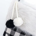 USILAND Christmas Stocking 20in Buffalo Check Pom Pom Faux Fur Black White