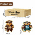 Pirate Bamboo Coasters Set with Holder Rustic Home Decor 6pcs