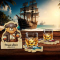 Pirate Bamboo Coasters Set with Holder Rustic Home Decor 6pcs