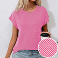 levaca Womens Ribbed Cap Sleeve Crewneck Tee Black Size L