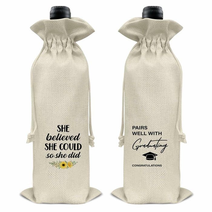 Graduation Wine Gift Bags for Women Daughter Sister Granddaughter 2 Pcs