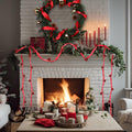 Jutom 2 Pack 6 Yards Burlap Christmas Garland with Jingle Bells Red Black