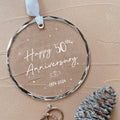 50th Anniversary Glass Wedding Ornament Keepsake Gift for Couple 3 Inch