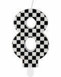 Racing Car Number 8 Birthday Candle Topper Checkered Cake Decor for Kids