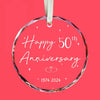 50th Anniversary Glass Wedding Ornament Keepsake Gift for Couple 3 Inch