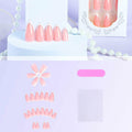 RUOKEXIN Almond Medium Pink Press On Nails Silver Glitter White Tips 24pcs