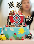 Racing Car Number 8 Birthday Candle Topper Checkered Cake Decor for Kids