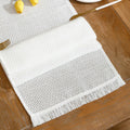 LUOYEHK Boho Table Runner With Fringe 12x108 Inch White Farmhouse Rustic