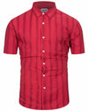 TUNEVUSE Mens Striped Hawaiian Button-Down Shirt Wine Size XL