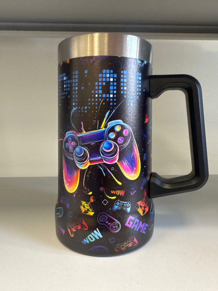 TSIMPLE Gamer 24oz Beer Stein Game Themed Gift 24oz