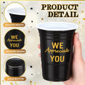 Jingmore 50 Pcs 16oz Disposable Bridal Shower Cups Black Gold