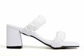 ComeShun Women Low Block Heel Mules Open Toe Ankle Strap White Size 6