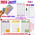 100 Envelope Challenge Binder 5-in-1 Budget Planner Shining Silver
