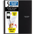 [Like New] Five Star 5-Subject Spiral Notebook College Ruled 8.5x11 Black 200 Sheets
