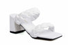 ComeShun Women Low Block Heel Mules Open Toe Ankle Strap White Size 6