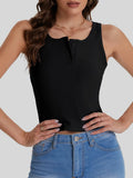 Bloggerlove Womens Summer Ribbed Knit Crop Tank Top Black XL