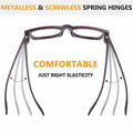 BFOCO Reading Glasses Metalless Screwless Spring Hinges +2.25 6 Pack
