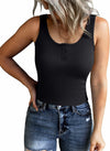 Bloggerlove Womens Summer Ribbed Knit Crop Tank Top Black XL
