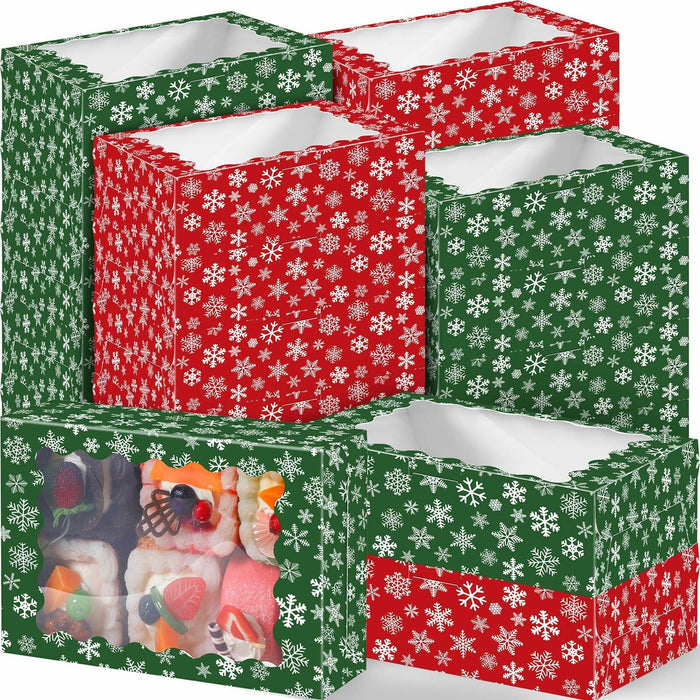 Gersoniel 24 Pcs Christmas Cookie Boxes with Window 8.6x6x2.5 Inch Red Green