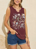 YIUIERE Womens Floral Graphic Tank Top V Neck Sleeveless Maroon Size M
