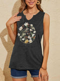 YIUIERE Womens Floral Graphic V Neck Tank Top Dark Gray Size M