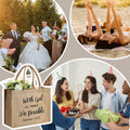 4 Pack Church Mother's Day Burlap Tote Bags 15.3x12x6 Inch Brown Handle